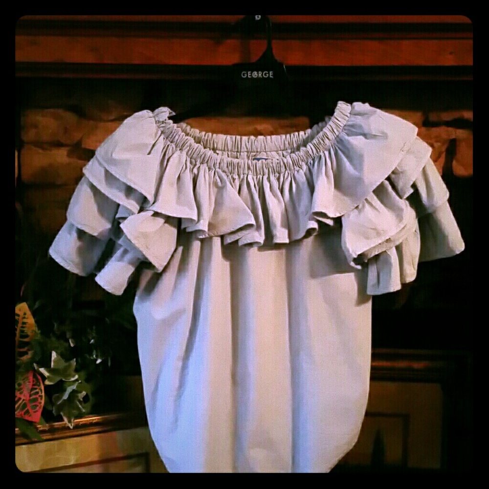 Vintage Denim Sexy Off the Shoulder Blouse Top